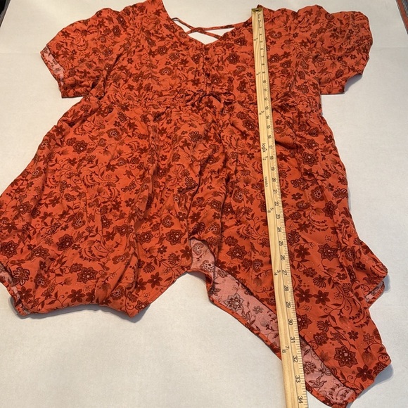 Torrid Babydoll Challis Sharkbite Flutter Sleeve Top Lulu Floral Ginger Size 2X - Picture 7 of 13
